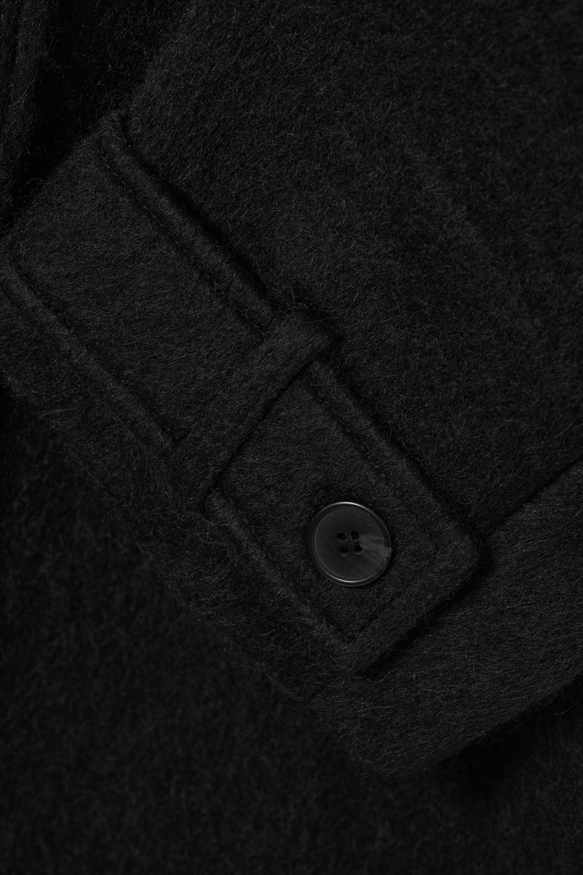 Schwarz - Knielanger einreihiger Mantel - 5