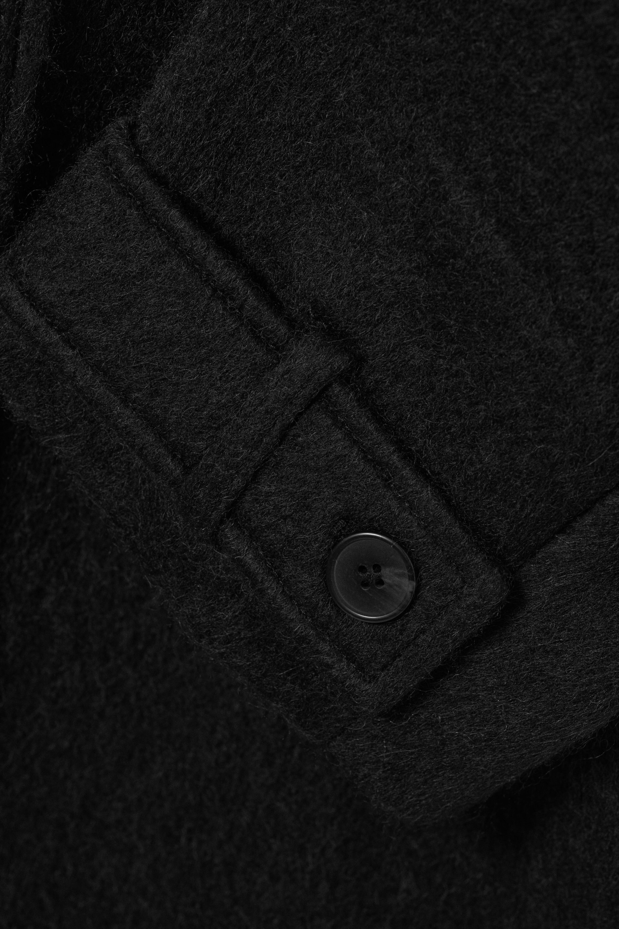 Black - Knee-Length Single-Breasted Coat - 5