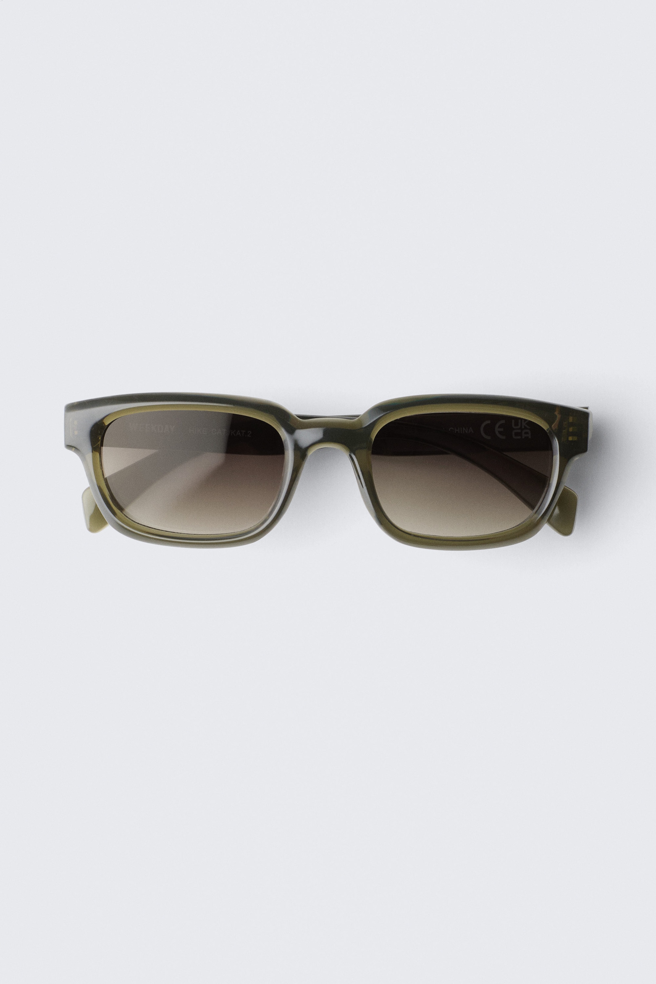 Dark Green - Bold Rectangular Frame Unisex Sunglasses - 0