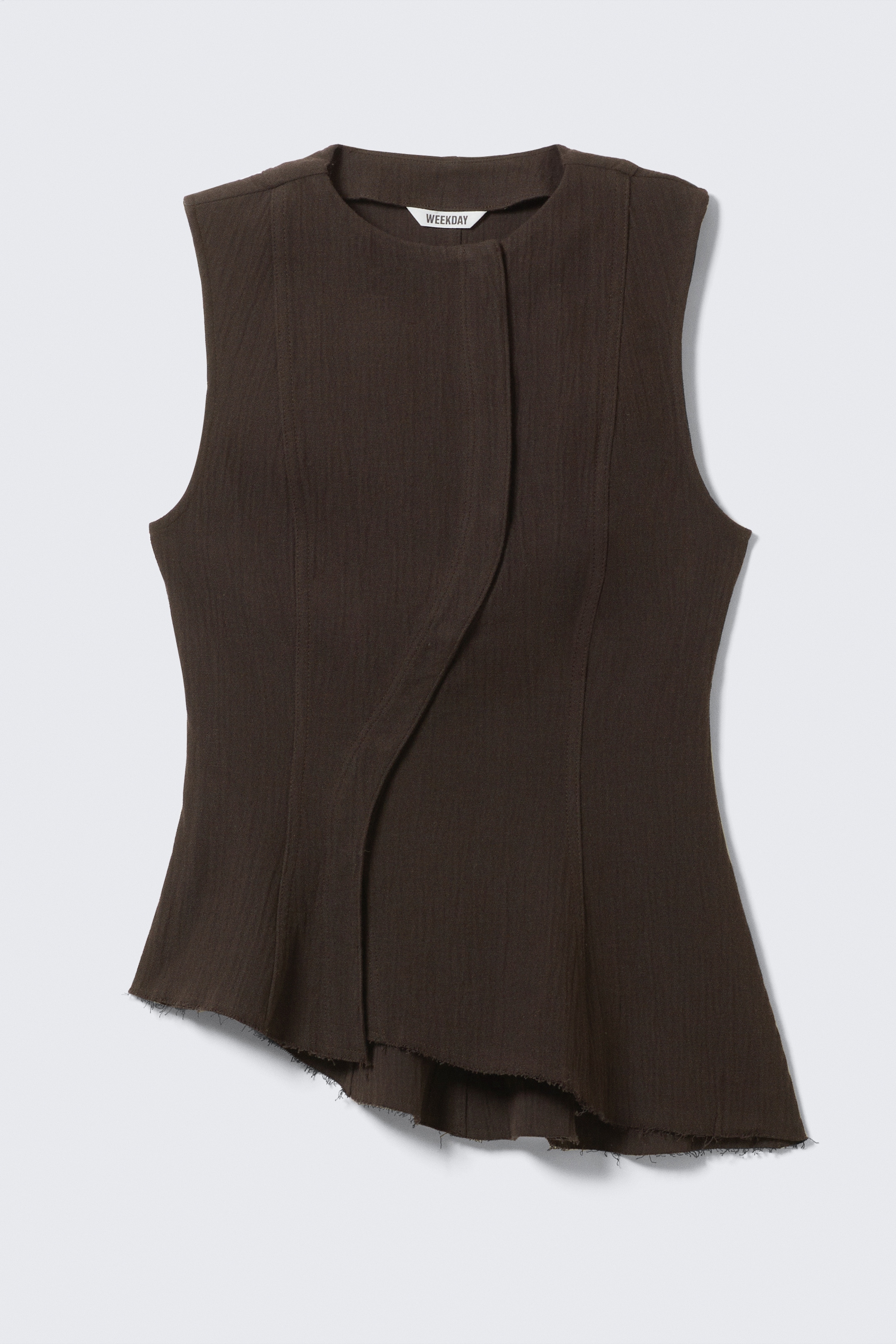 Visa större bild: Ärmlös asymmetrisk peplum topp - Mörkbrun - DAM | H&M SE 5