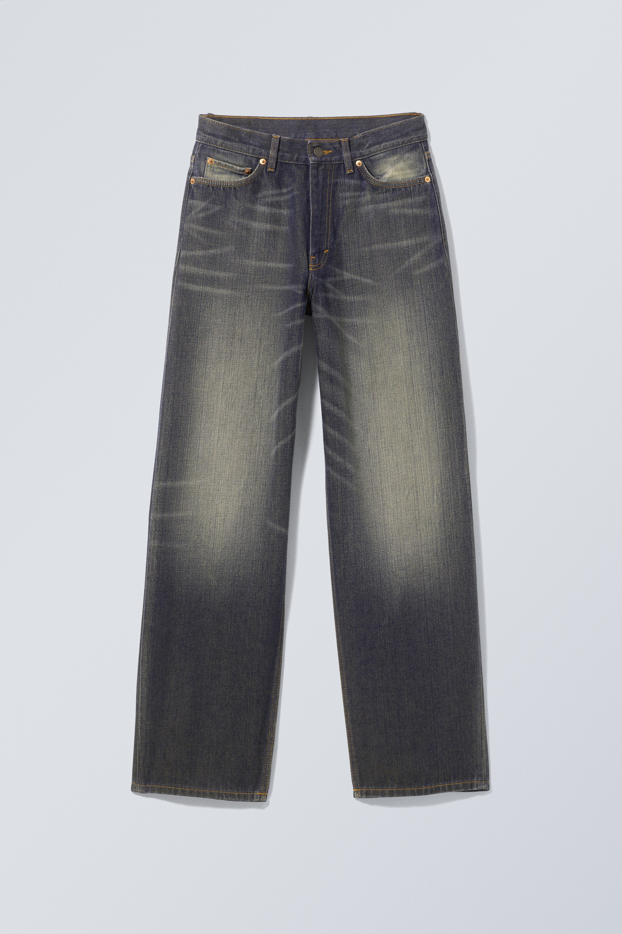Agrandir l'image: Jean ample jambe large taille mi-haute Rail - Bleu marais - FEMME | H&M BE 1