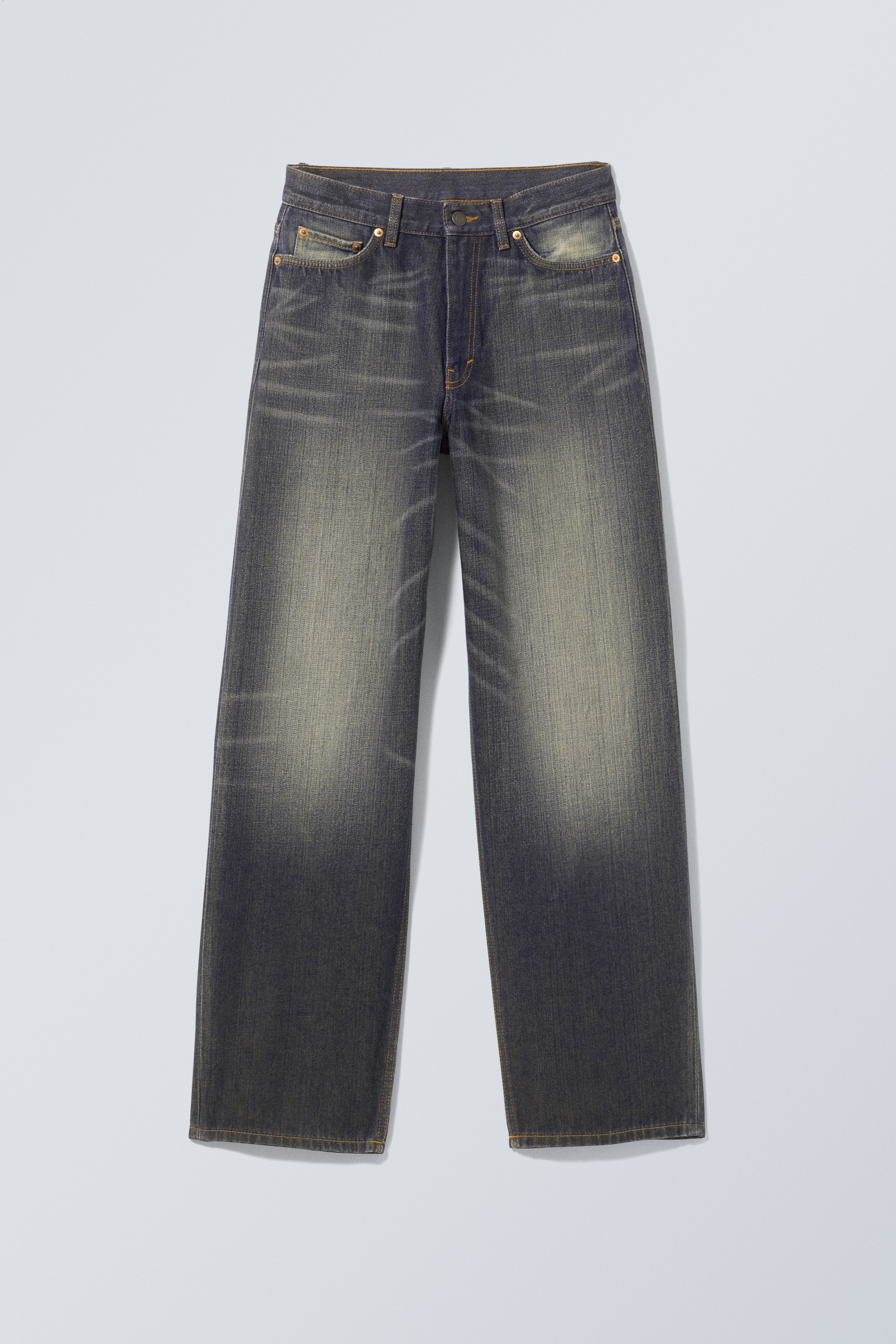 Agrandir l'image: Jean ample jambe large taille mi-haute Rail - Bleu marais - FEMME | H&M FR 1