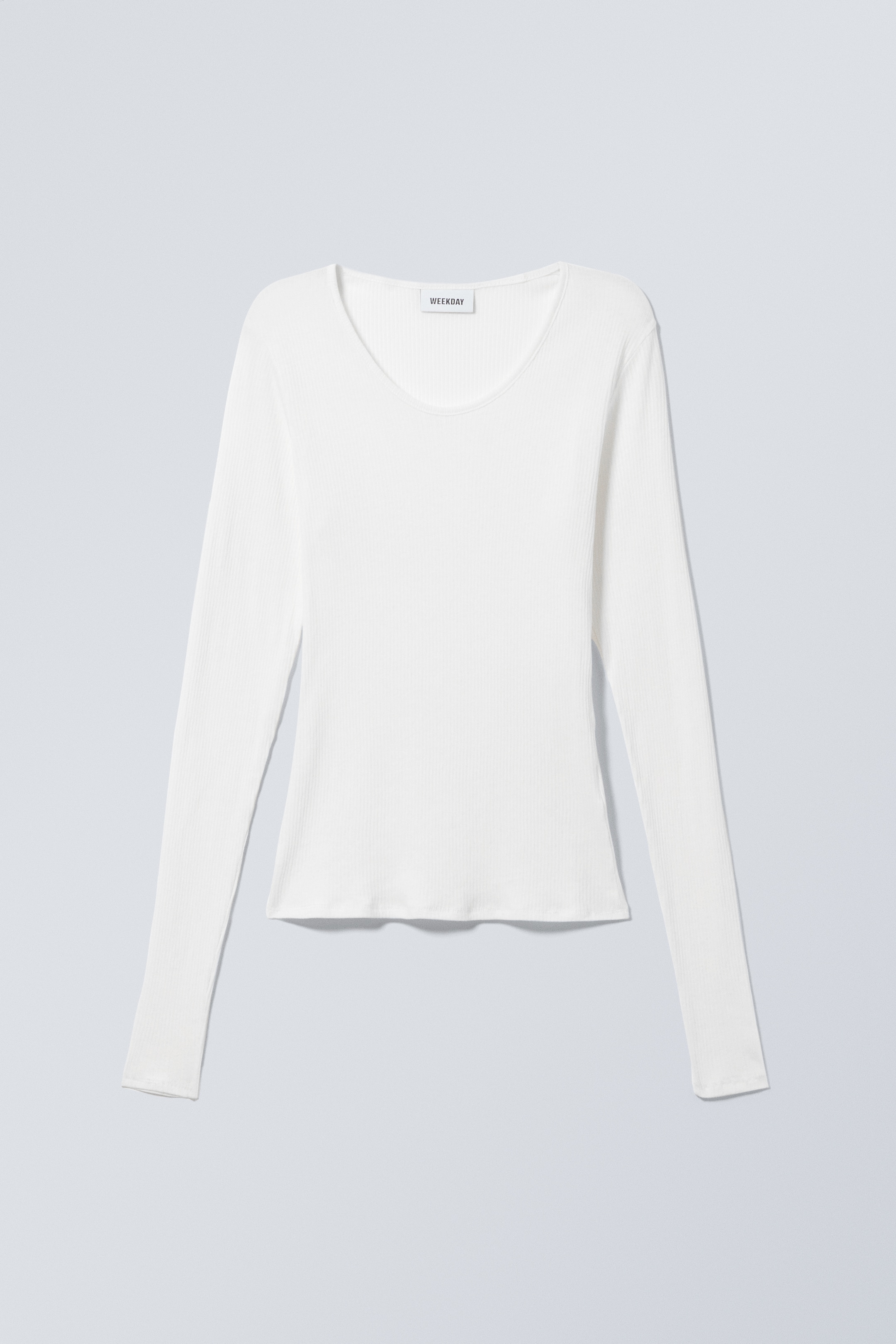 Visa större bild: Skir ribbad långärmad tröja - Vit - DAM | H&M SE 1