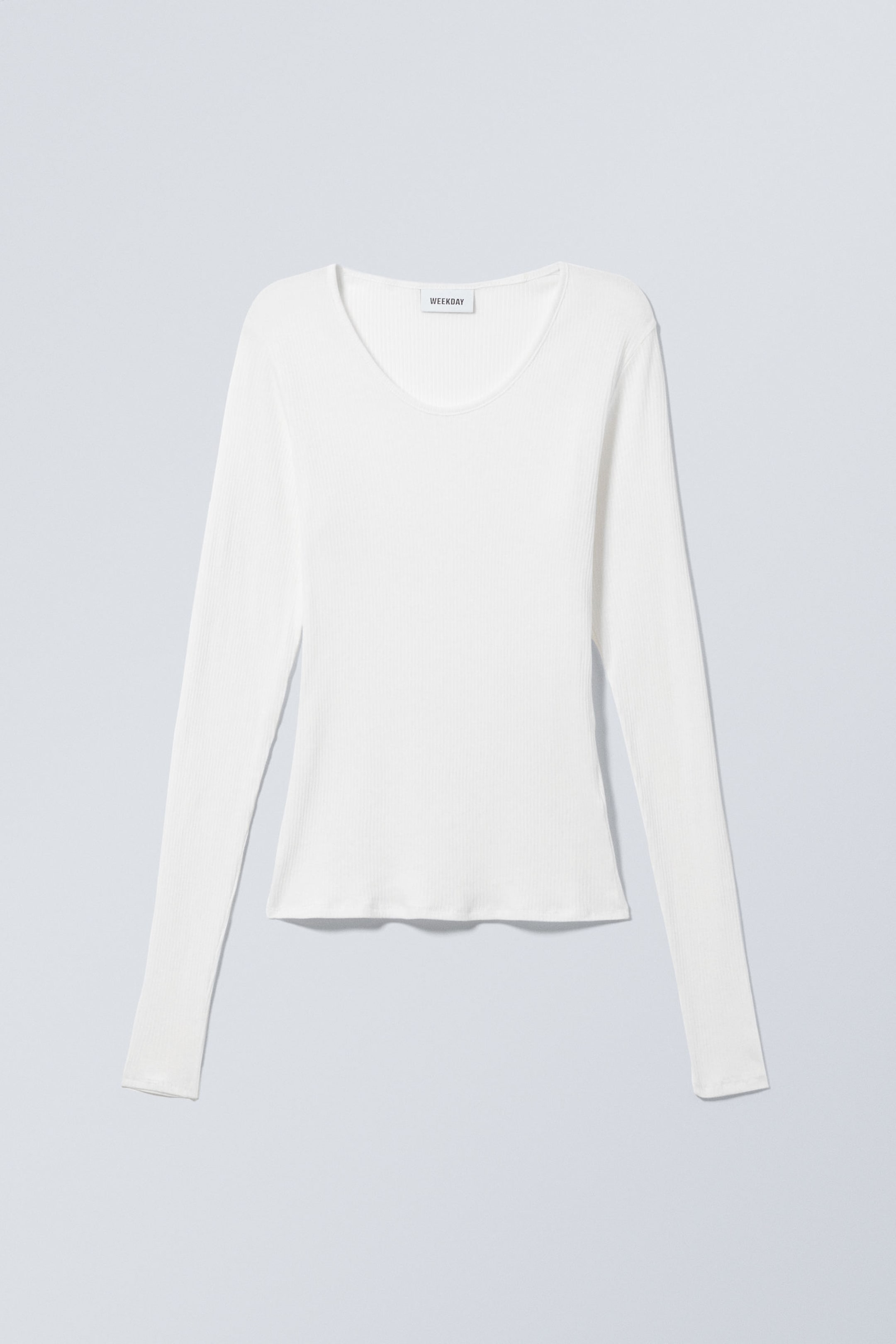 White - Sheer Rib Long Sleeve Top - 0