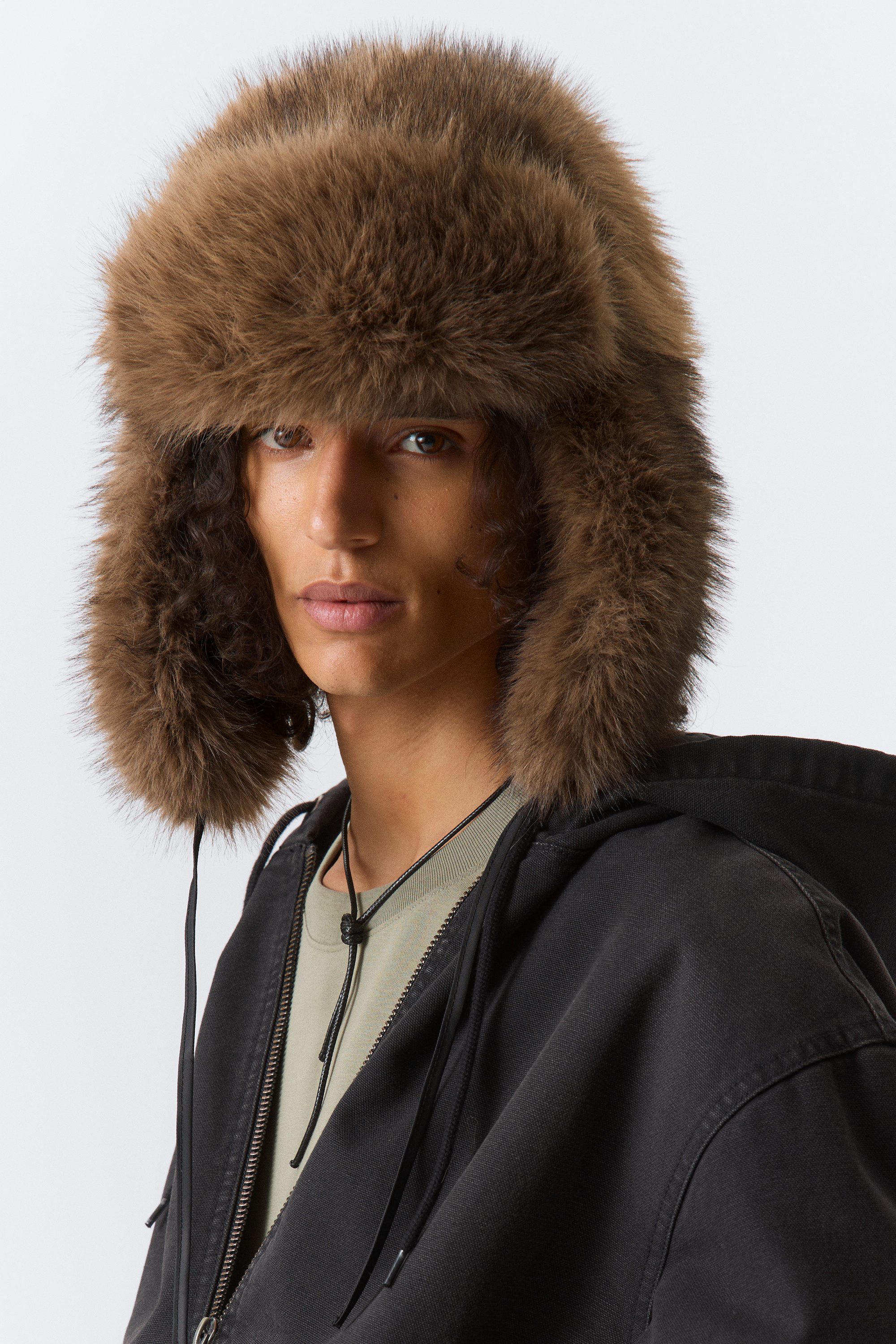 Brown - Faux Fur Trapper Hat - 1