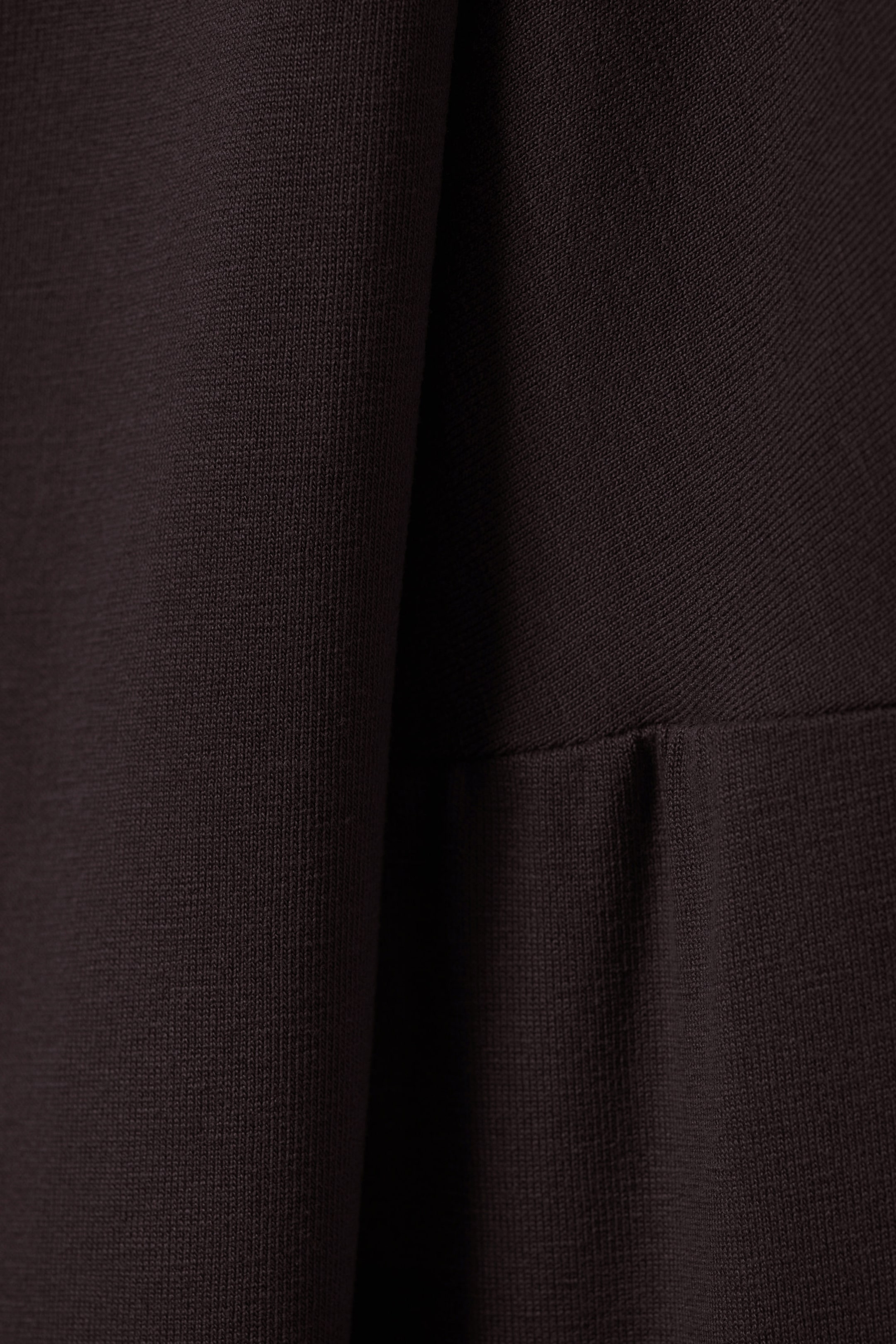 Dark Brown - Draped Long-Sleeved Lyocell Top - 1