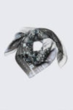 Black/Blue Paisley Pattern - Printed Square Scarf - 0