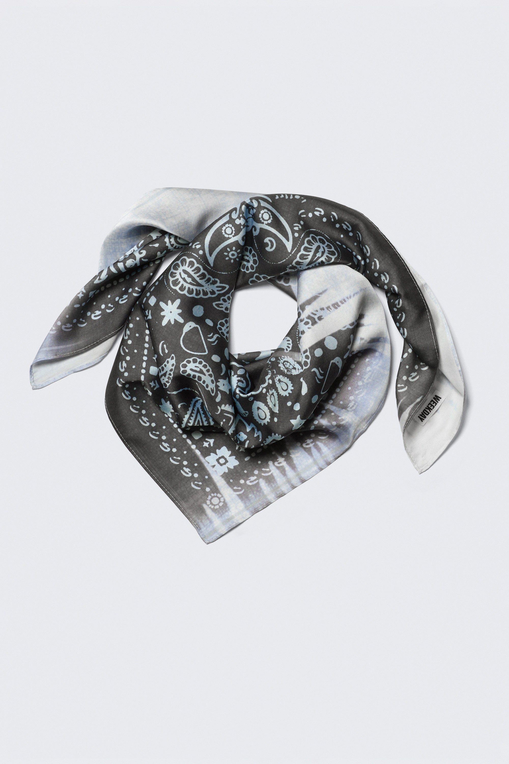 Black/Blue Paisley Pattern - Printed Square Scarf - 2