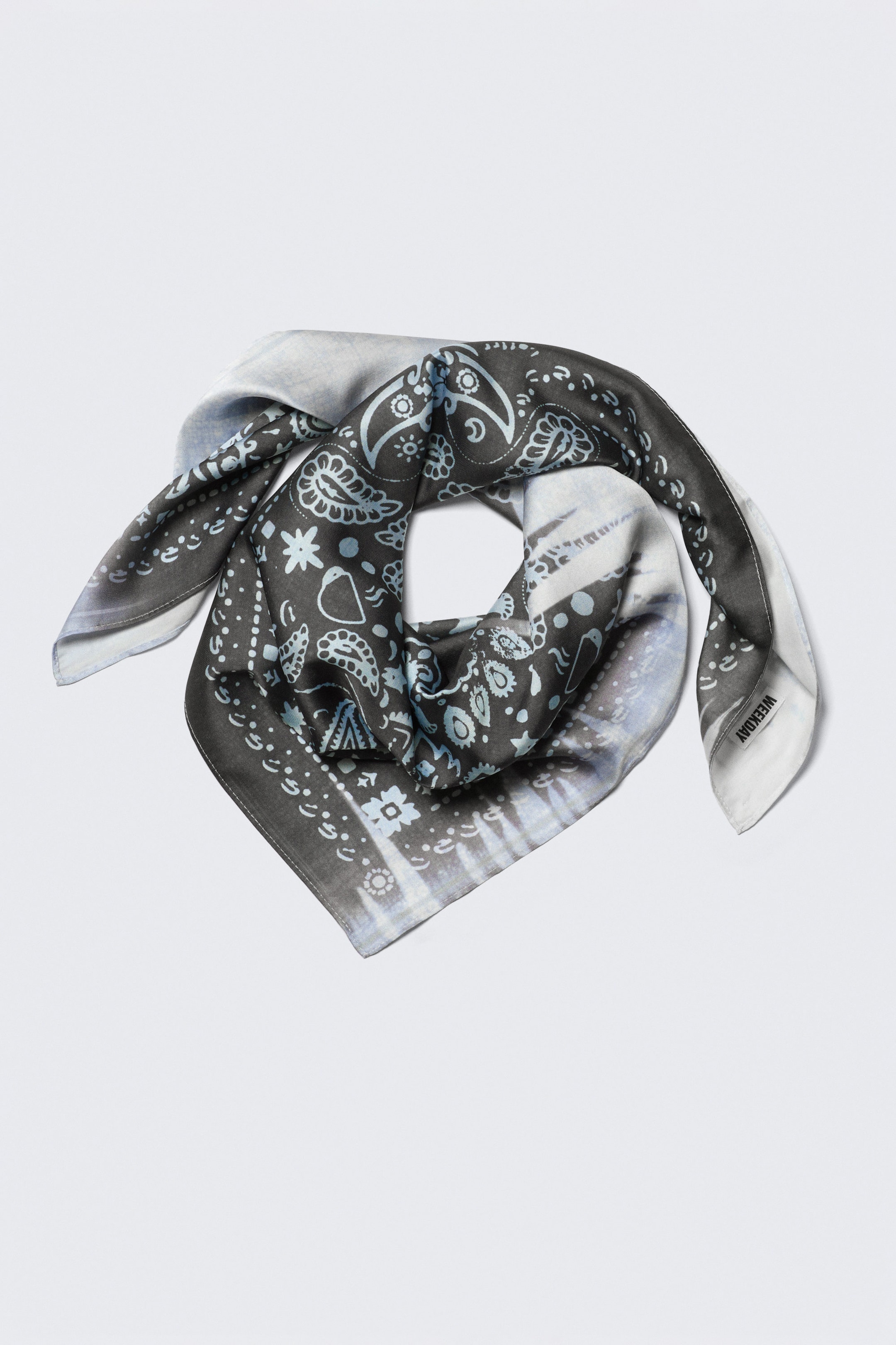 Black/Blue Paisley Pattern - Printed Square Scarf - 1