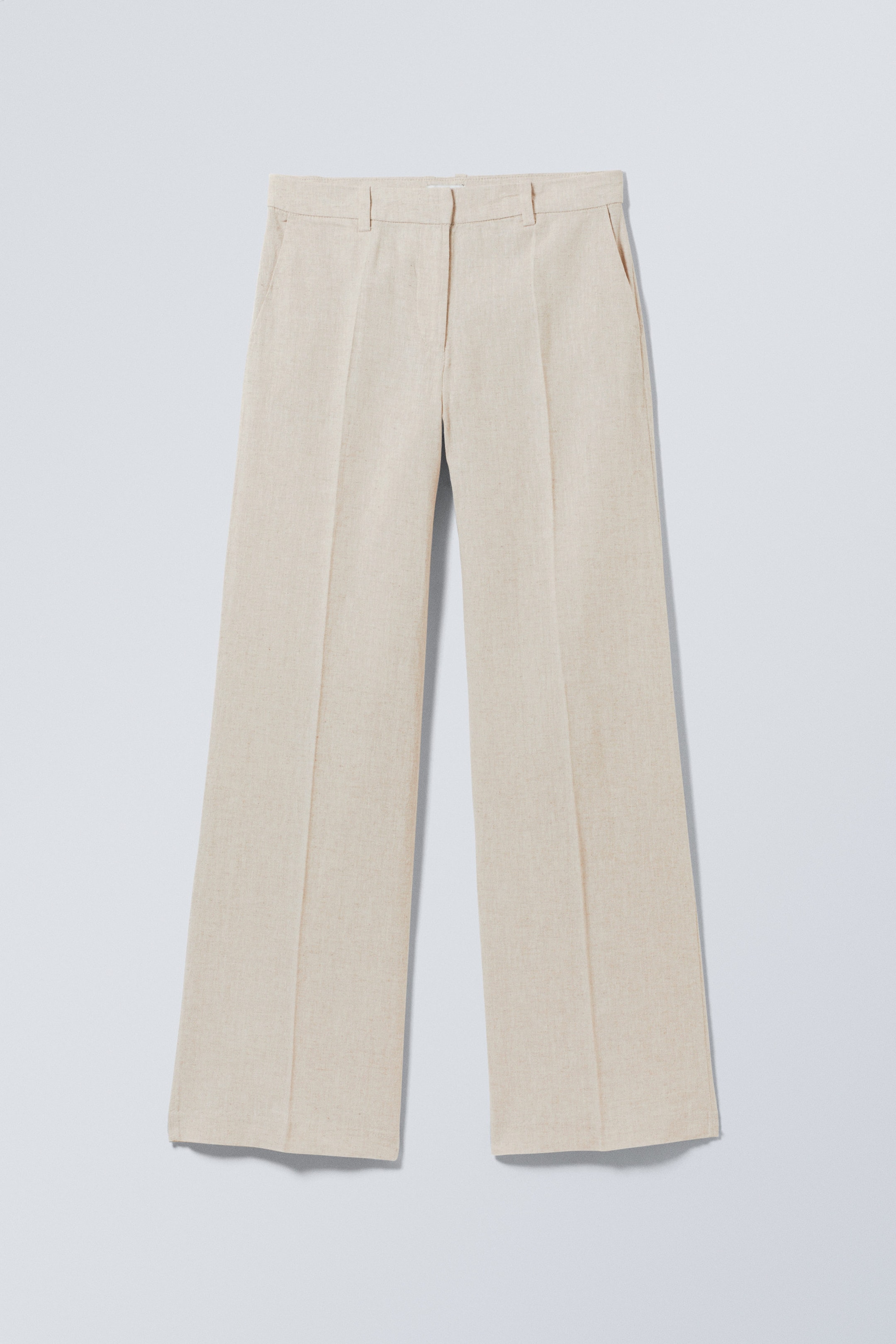Ecru - Mid-waist kostymbyxor i linneblandning - 0