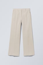 Ecru - Mid-waist kostymbyxor i linneblandning - 0