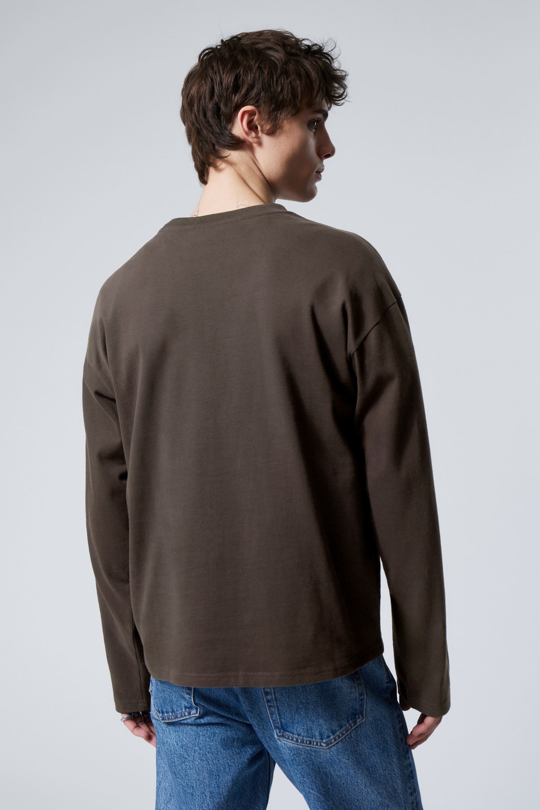 Donkerbruin - Geweldig boxy T-shirt met lange mouwen - 2