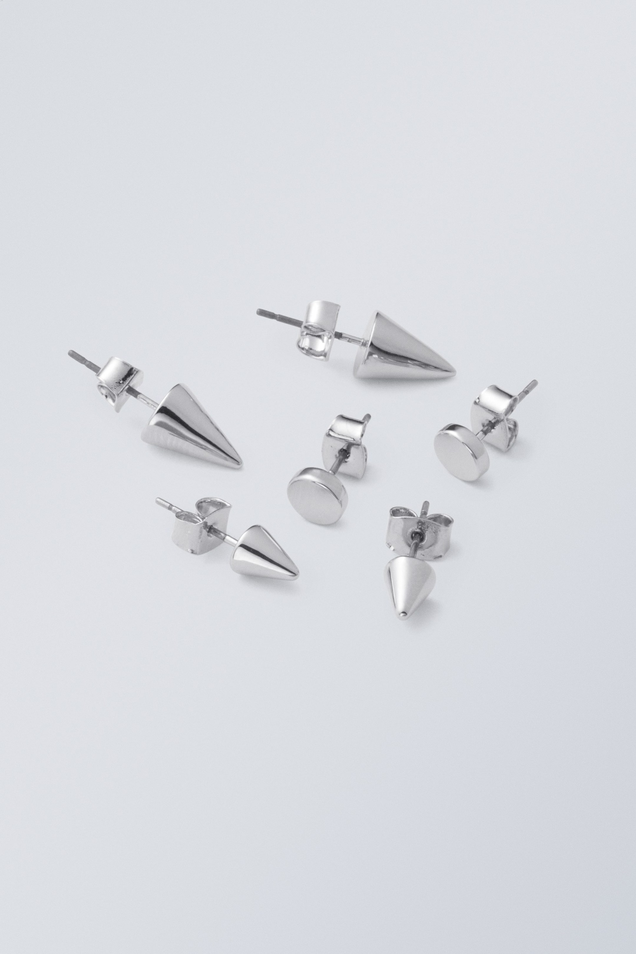 Silver - 3-pack Stud Earrings - 0