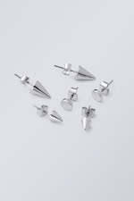 Silver - 3-pack Stud Earrings - 0