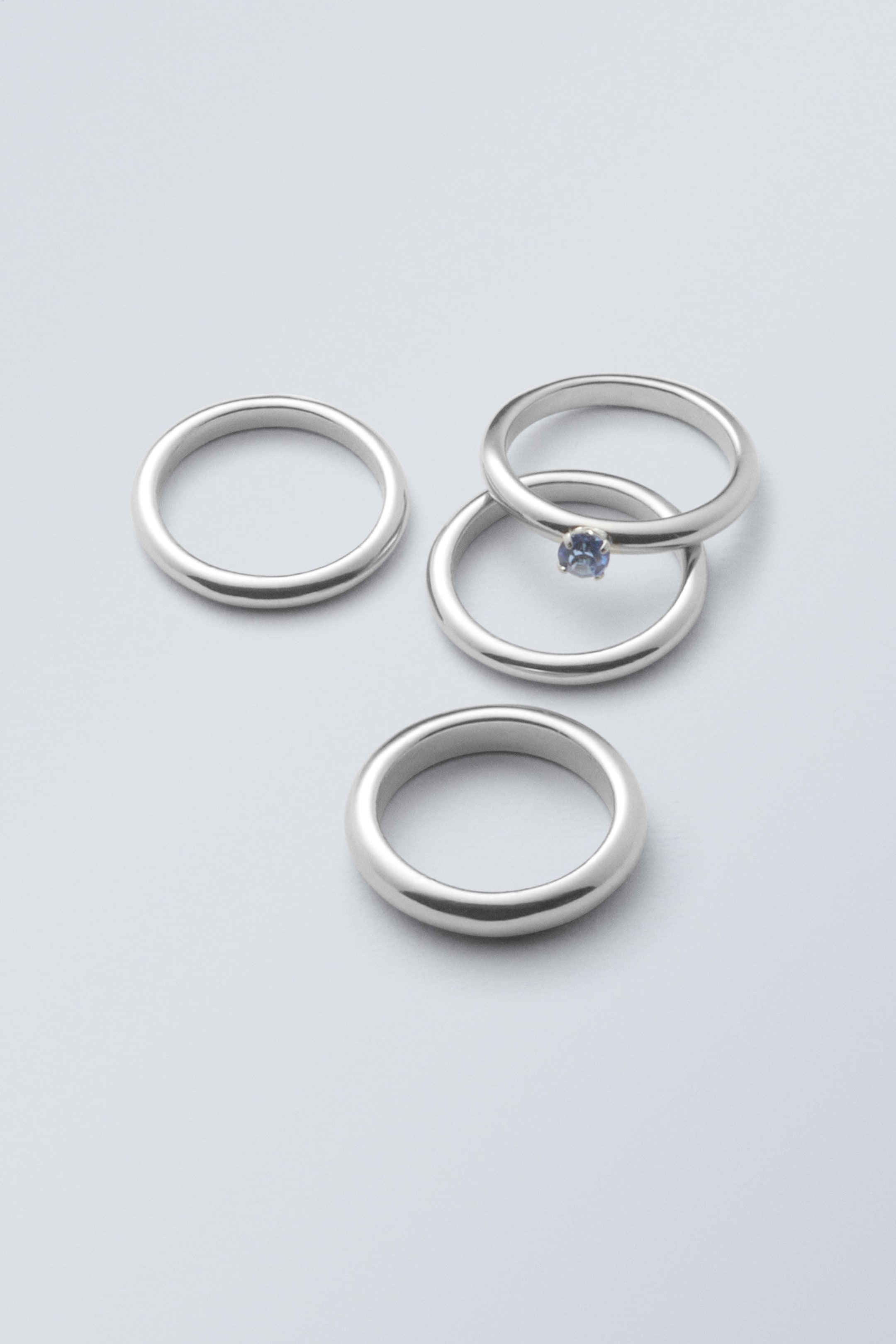 Silver - Turquoise - 4-pack Crush Ring Set