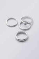 Silver - Turquoise - 4-pack Crush Ring Set - 0