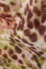 Brown & Green Floral Dots - Sheer Asymmetric Drawstring Top - 1