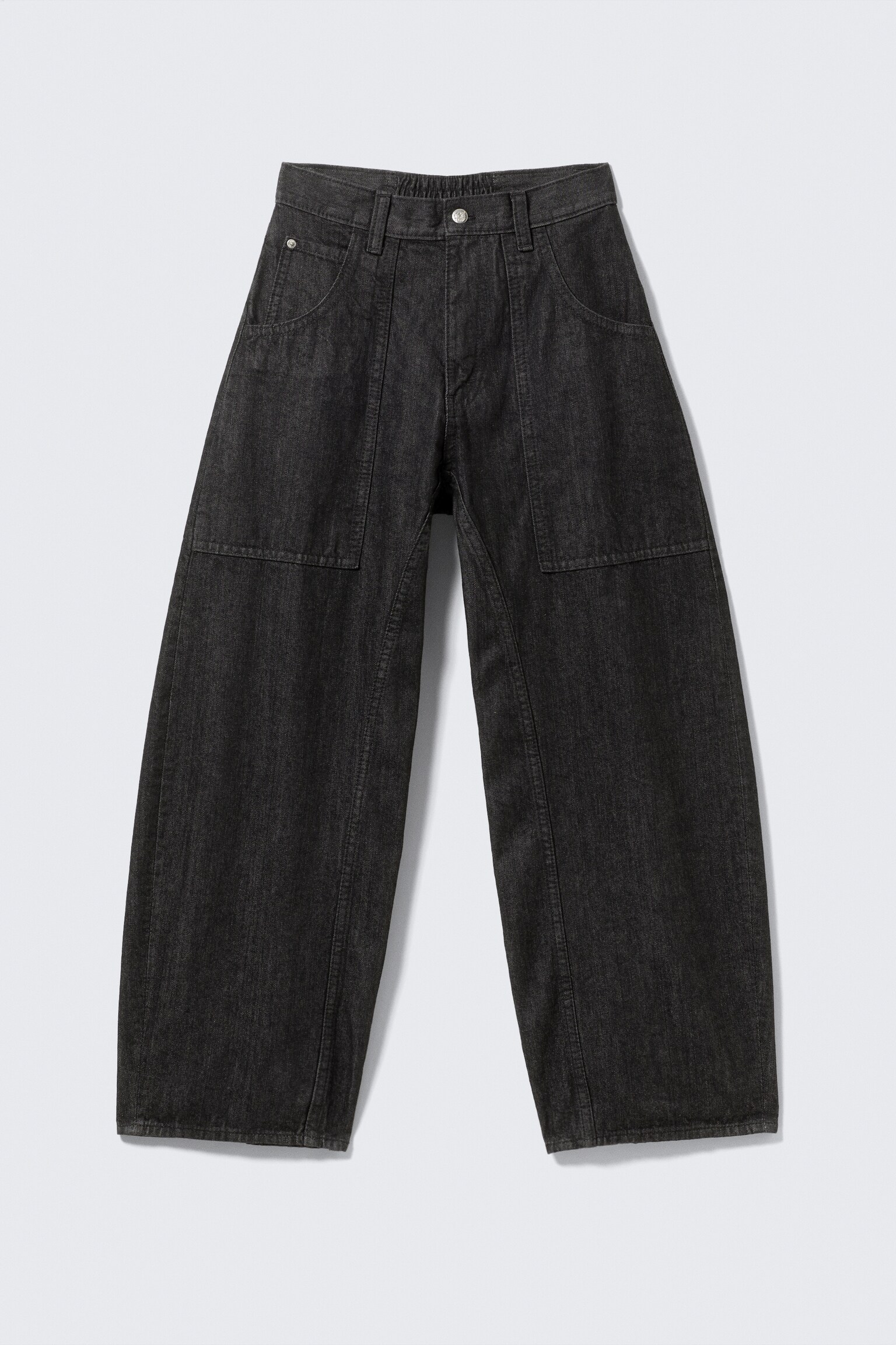 Jeans barrel unissexo de cintura baixa Dunno - Lavagem preta - Preto - 2