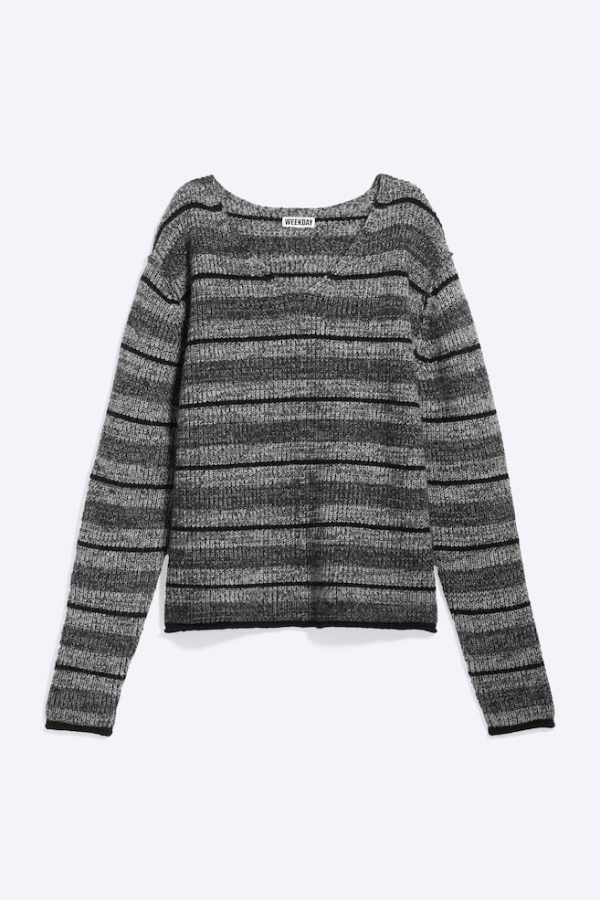 Jersey de cuello en V - Dark Grey Melange - 1