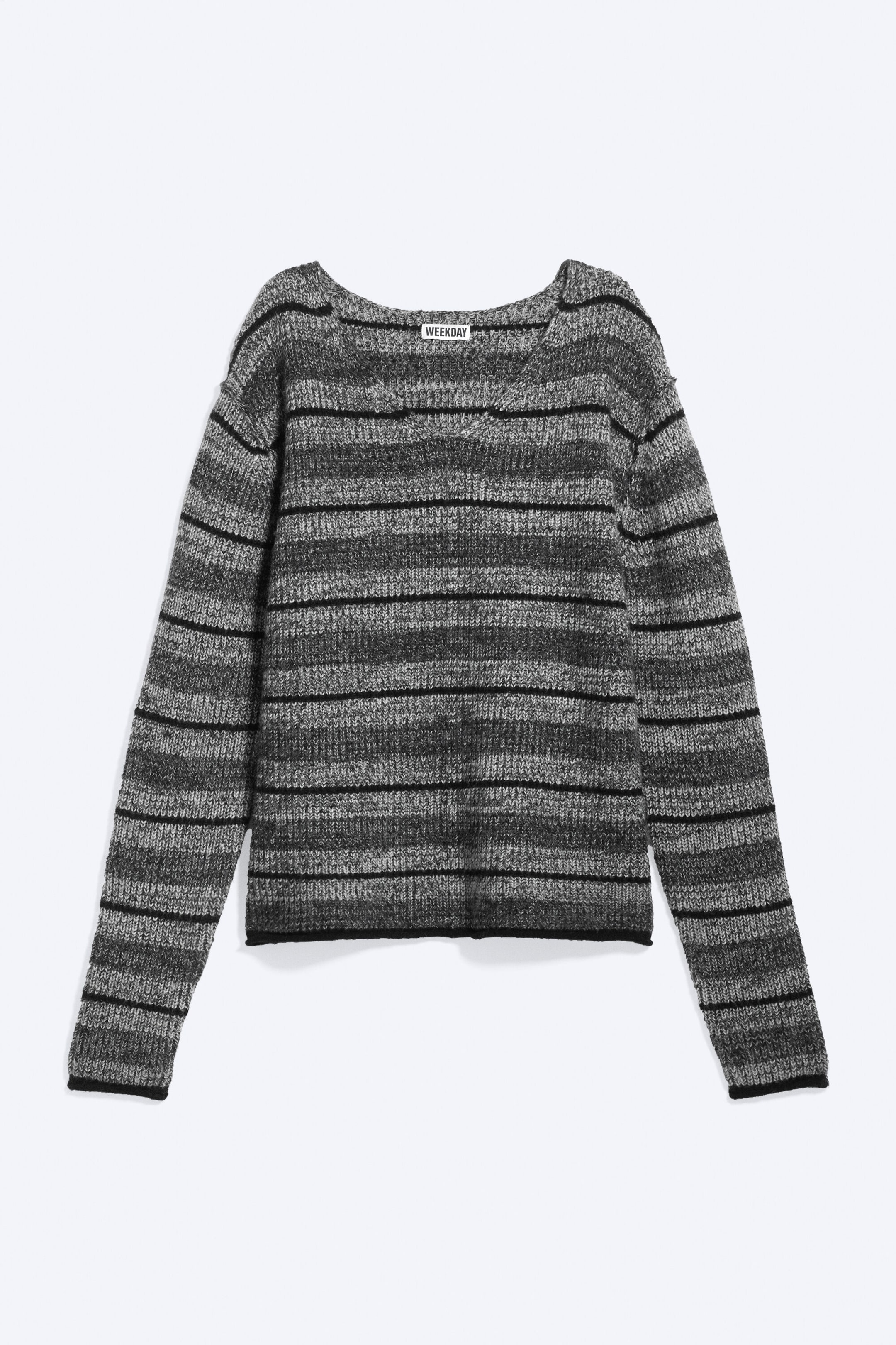 Dunkelgrau meliert - Pullover mit V-Ausschnitt - 3