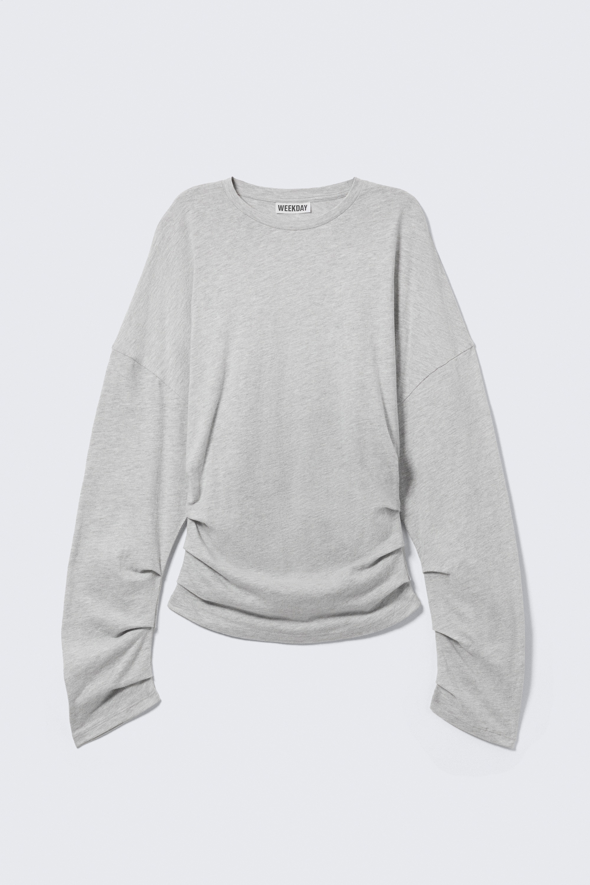 Haut plissé à manches longues - Mélange gris clair/Beige foncé