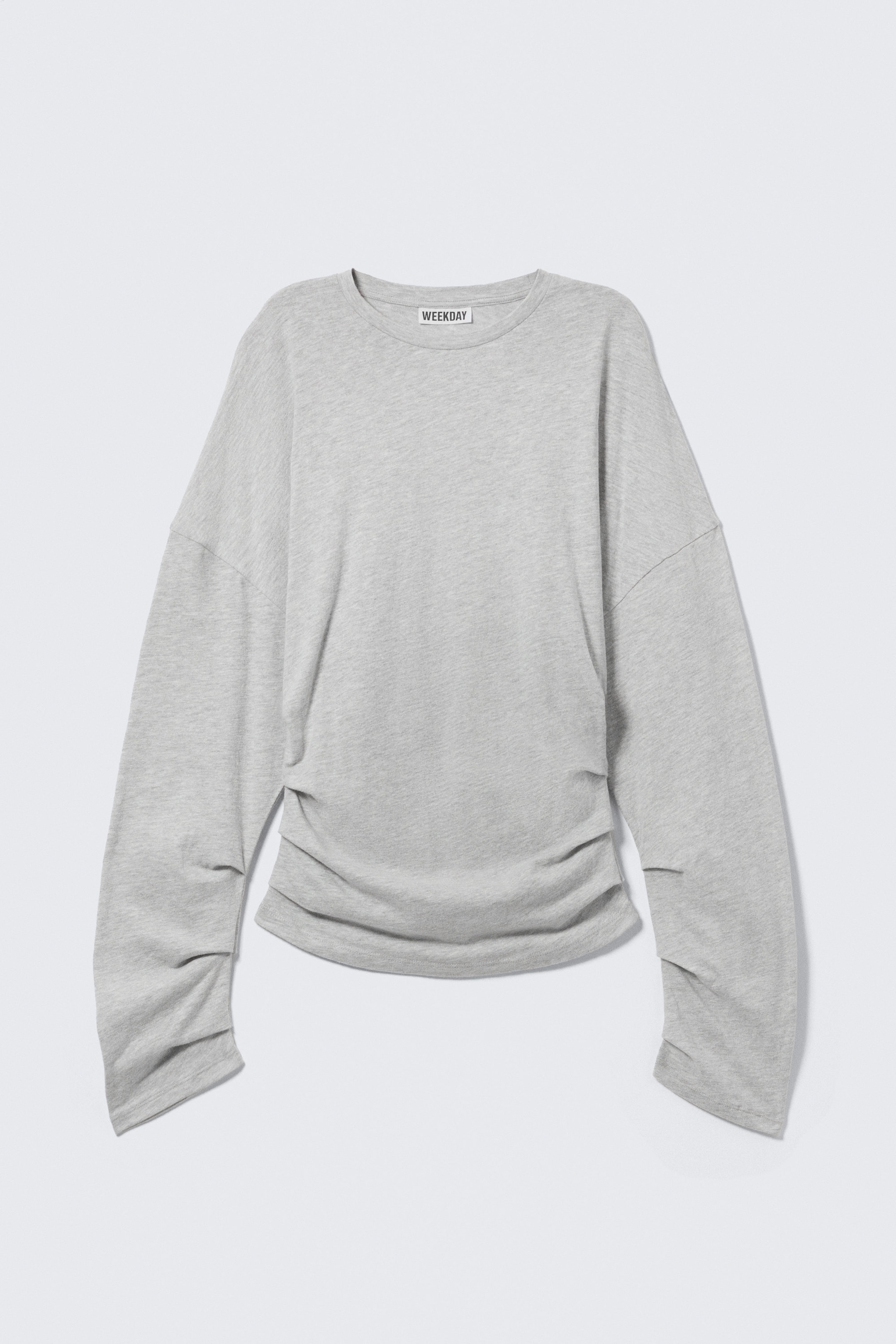 Ljus gråmelerad - Pleated Long-Sleeved Top - 3