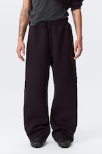 Violet foncé - Brodé - Pantalon de survêtement ample graphique - 1