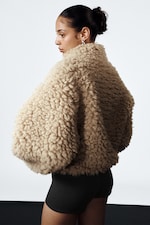 Dusty Beige - Oversized Fluffy Zip Jacket - 3