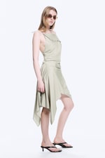 Light Mole - Asymmetric Sleeveless Cowl-Neck Midi Dress - 4