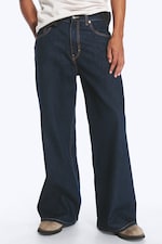 Blue Rinse - Dark Blue - Solar Regular Waist Loose Wide Unisex Jeans - 1