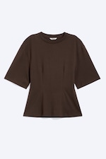 Dark Brown - Fitted Dart Detail T-shirt - 3
