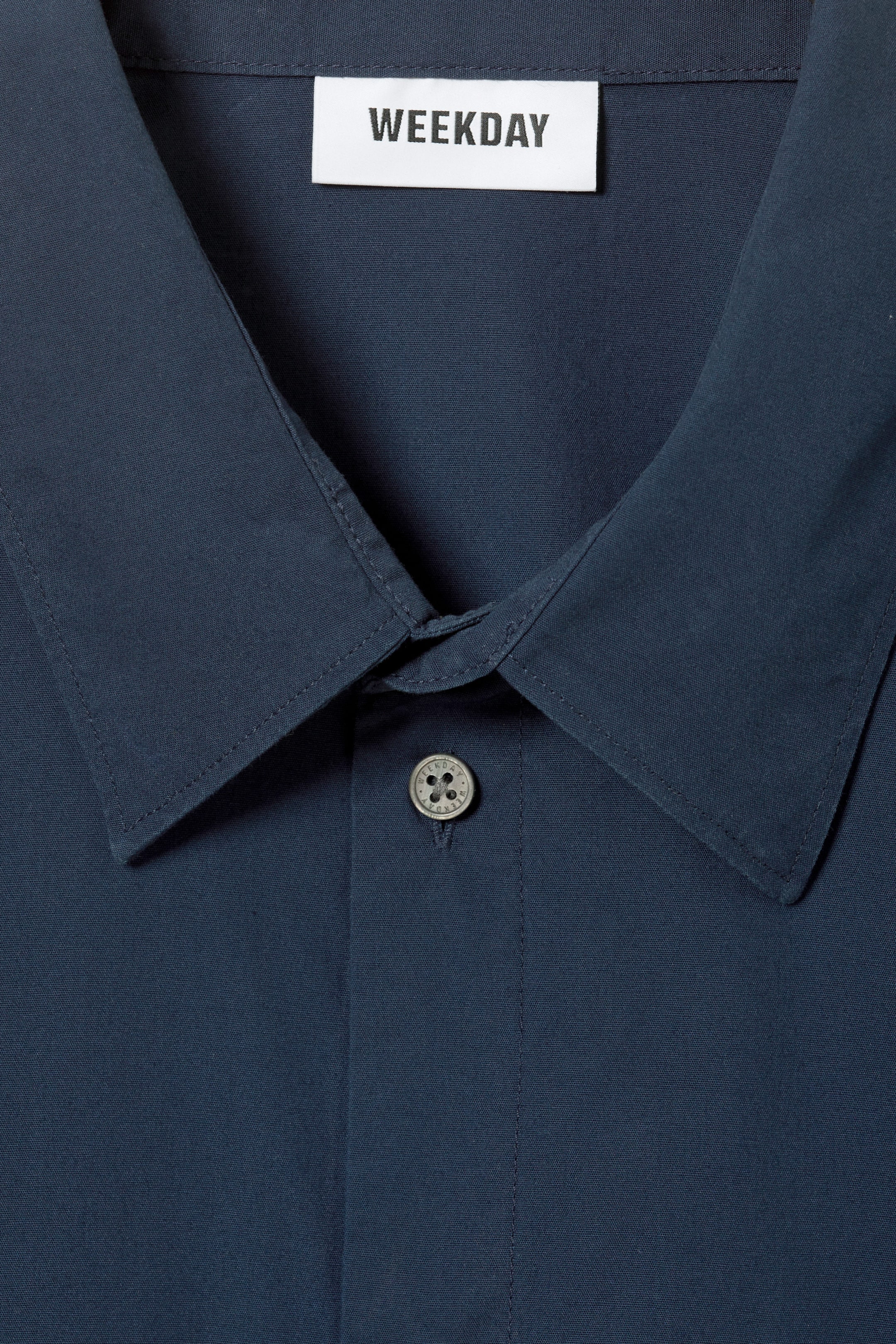 Dark Blue - Cropped Short Sleeve Shirt - 1