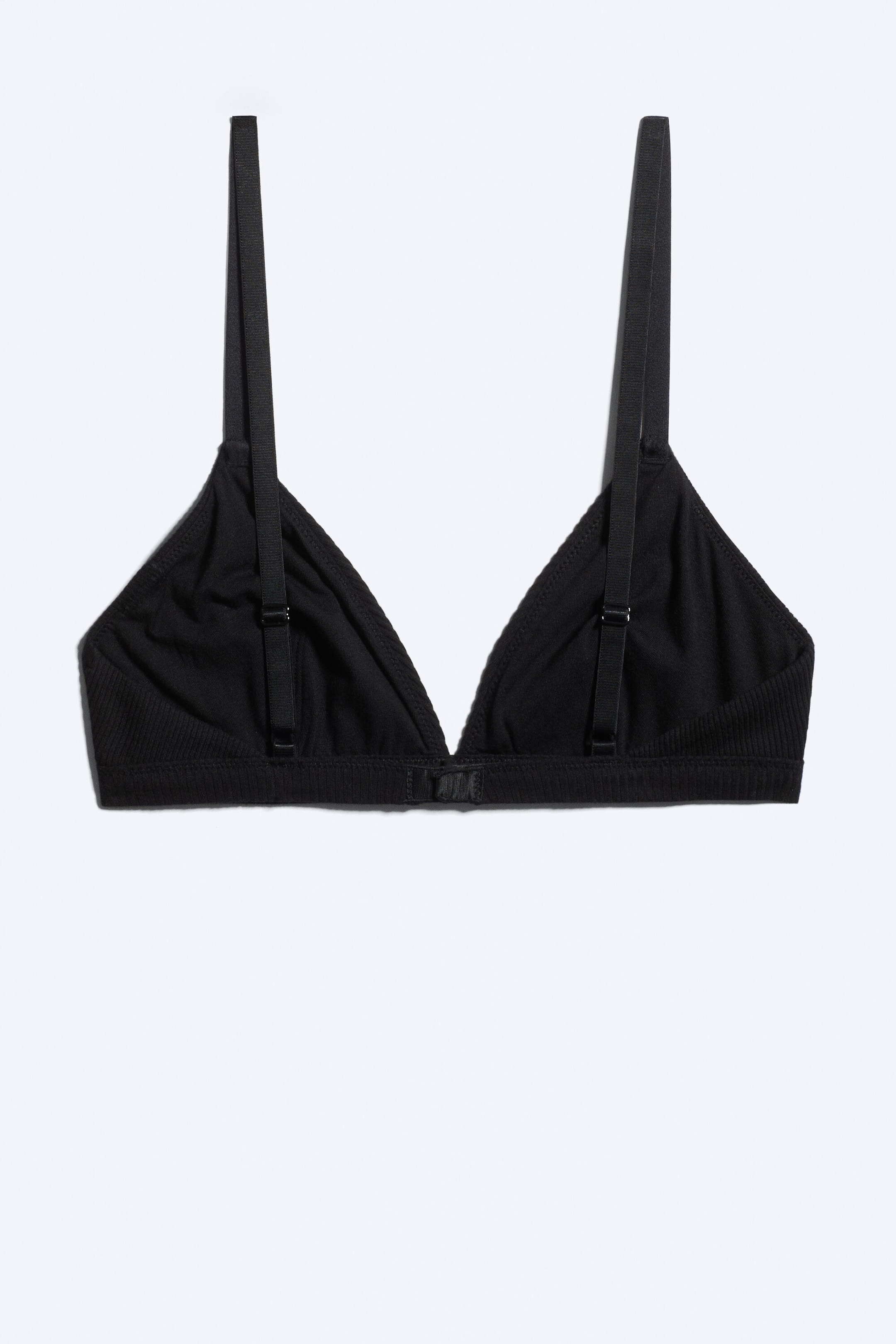 Svart - Minimal ribbad mjuk triangel-BH - 2