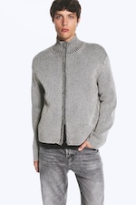White/Black - Relaxed wool-blend cardigan - 1