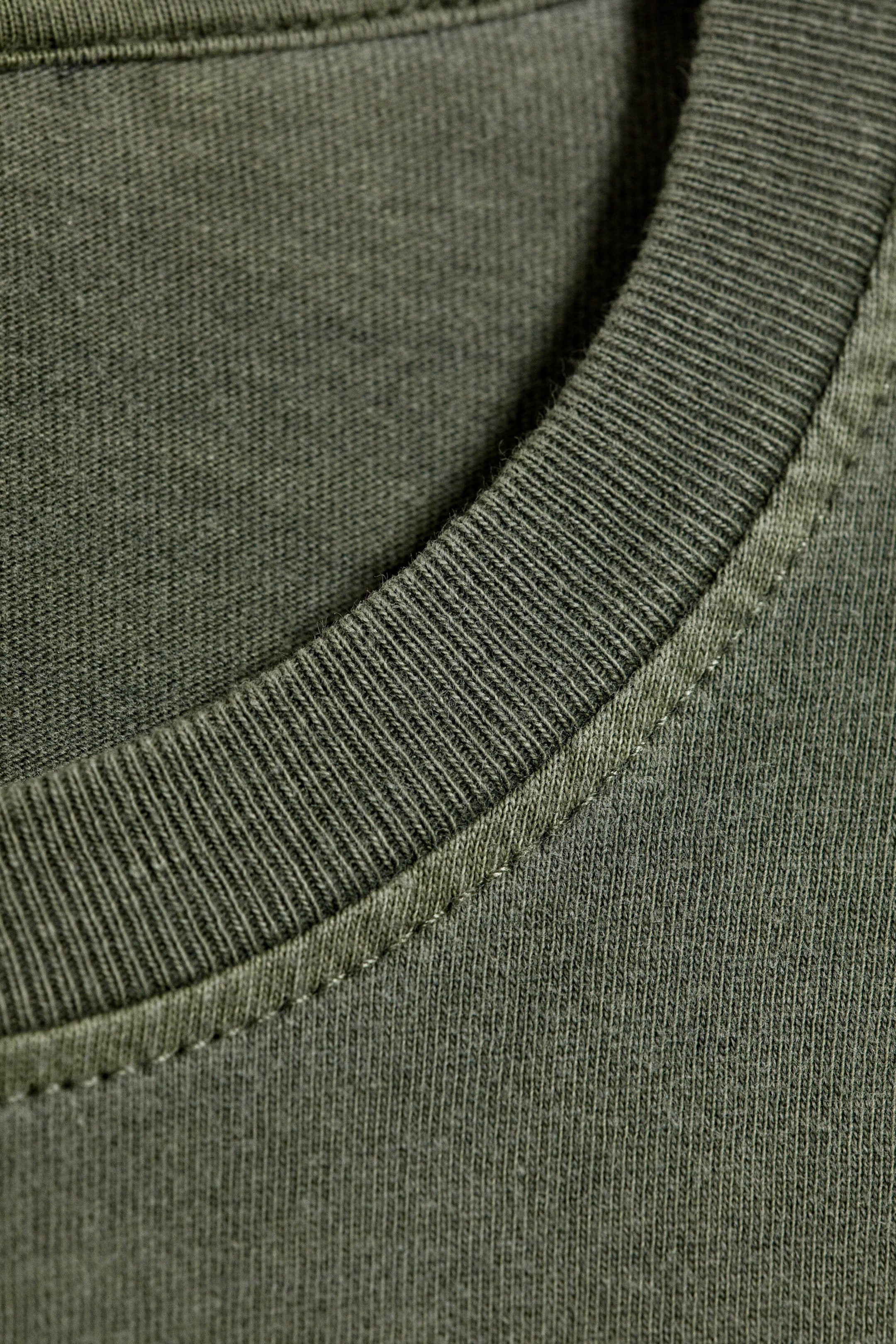 Washed Dark Khaki Green - Long-Sleeved Boxy Cotton T-shirt - 4