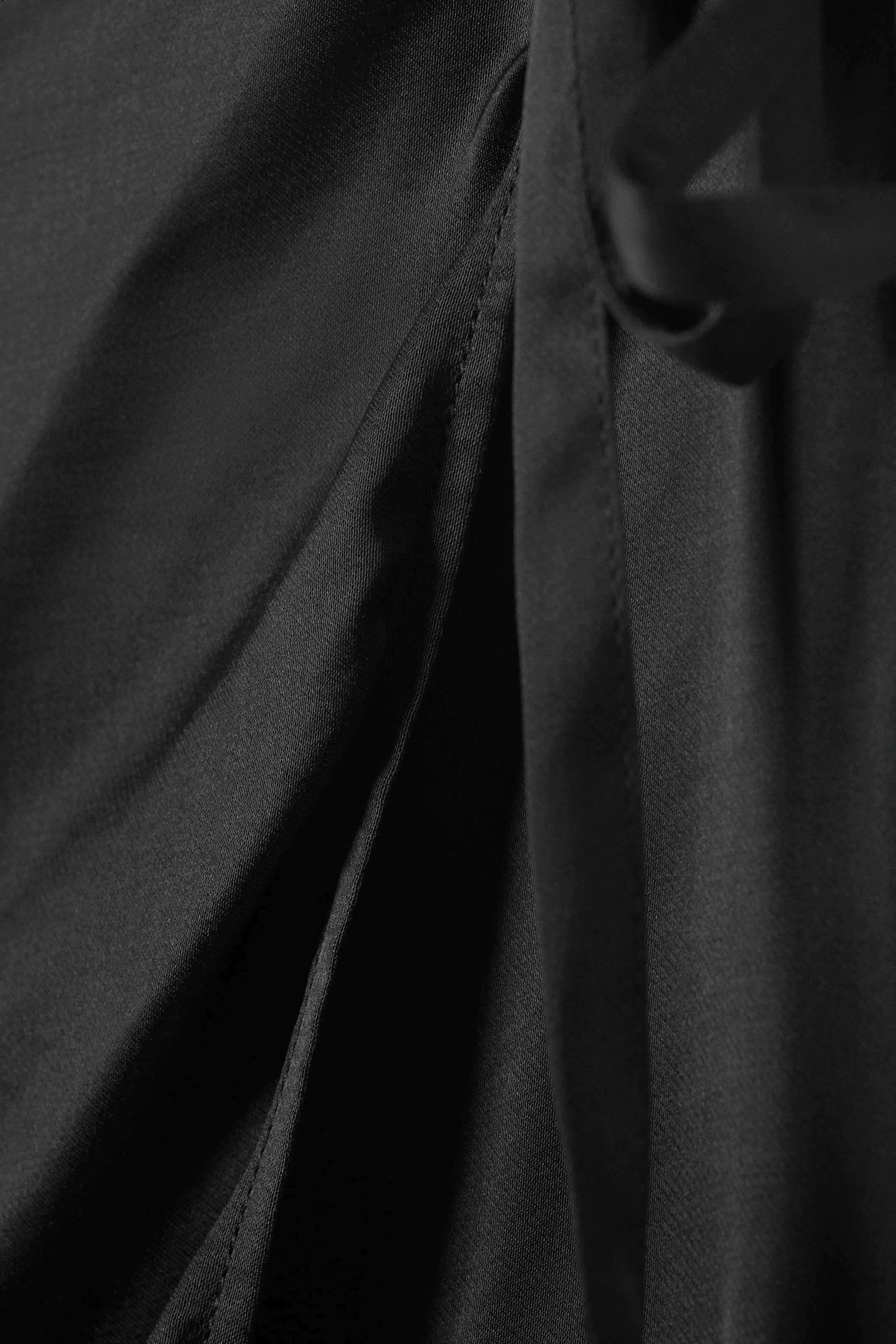 Dark Grey - Satin Wrap Mini Skirt - 5
