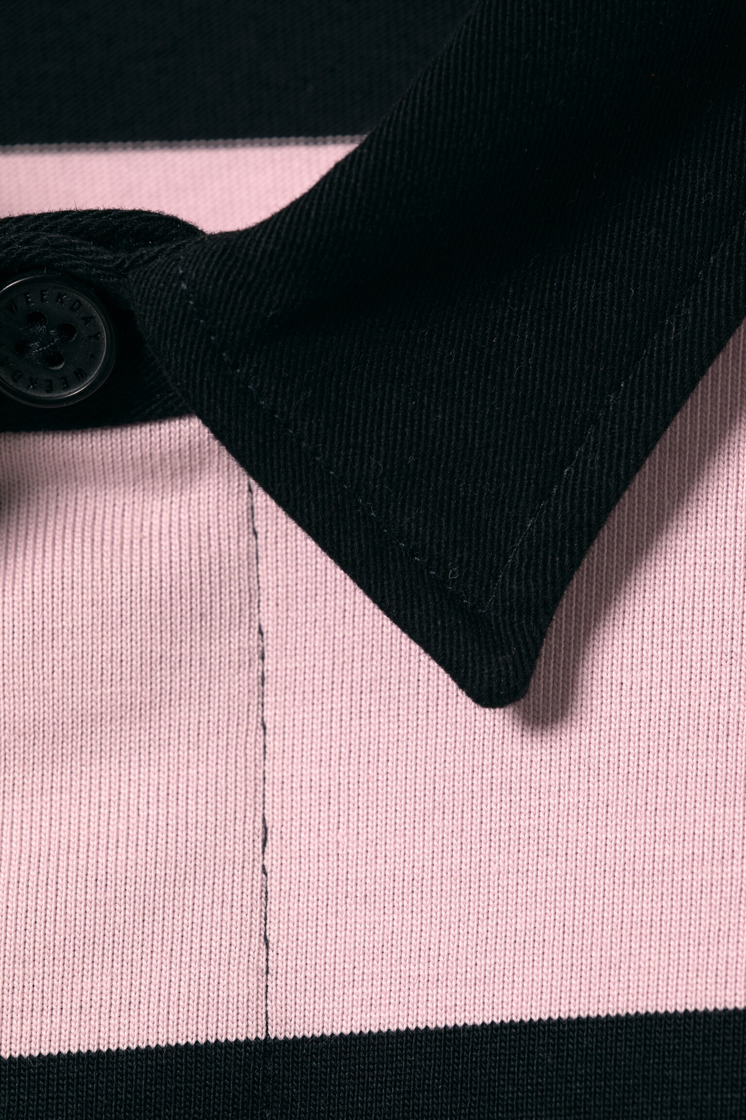 Striped Relaxed Fit Rugby Shirt - Light Pink & Black Stripes - 2