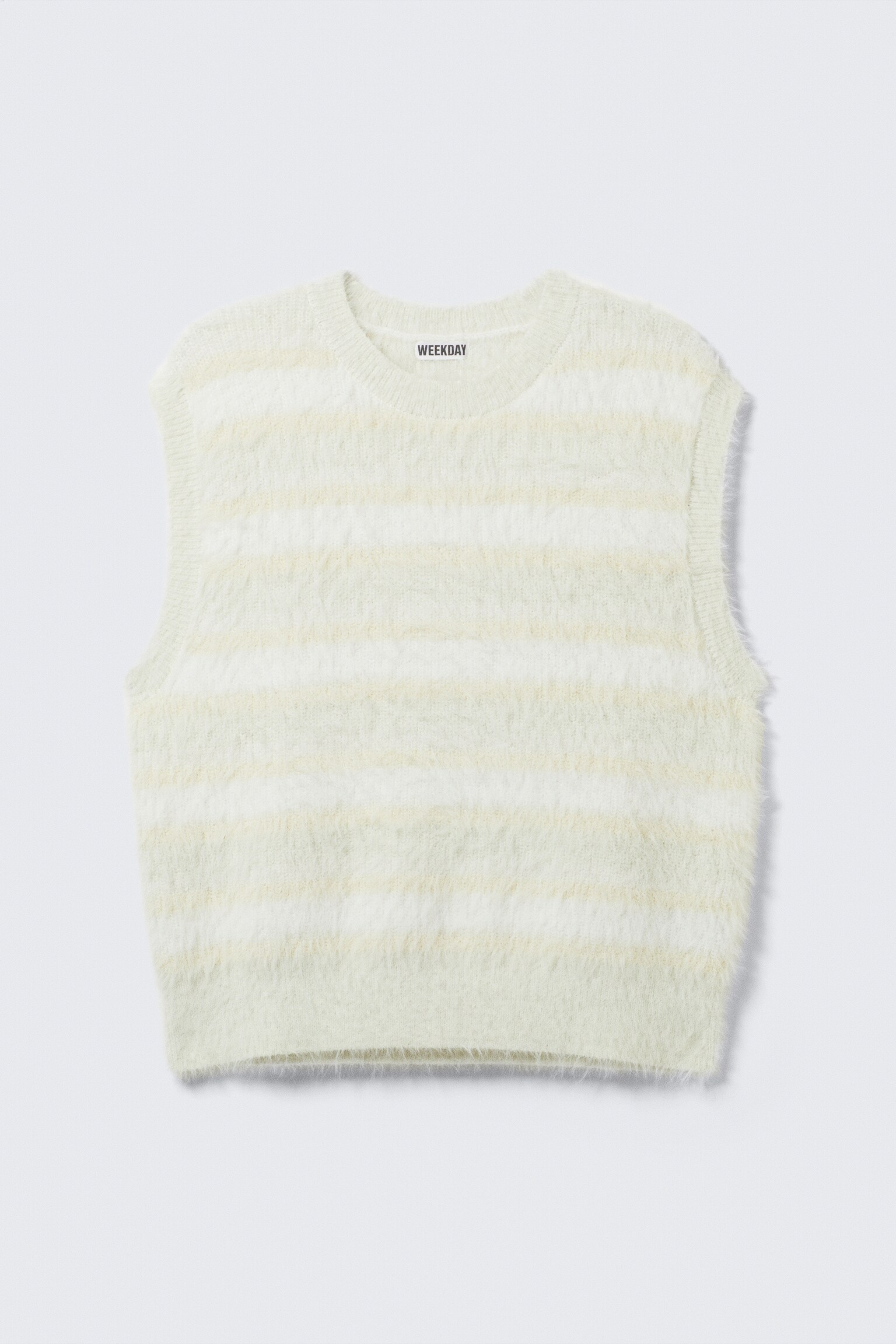 Bezrękawnik w paski Hairy Knit - White/Multicoloured Striped - 2