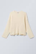 Dusty White - Loose Ribbed Cotton Sweater - 4