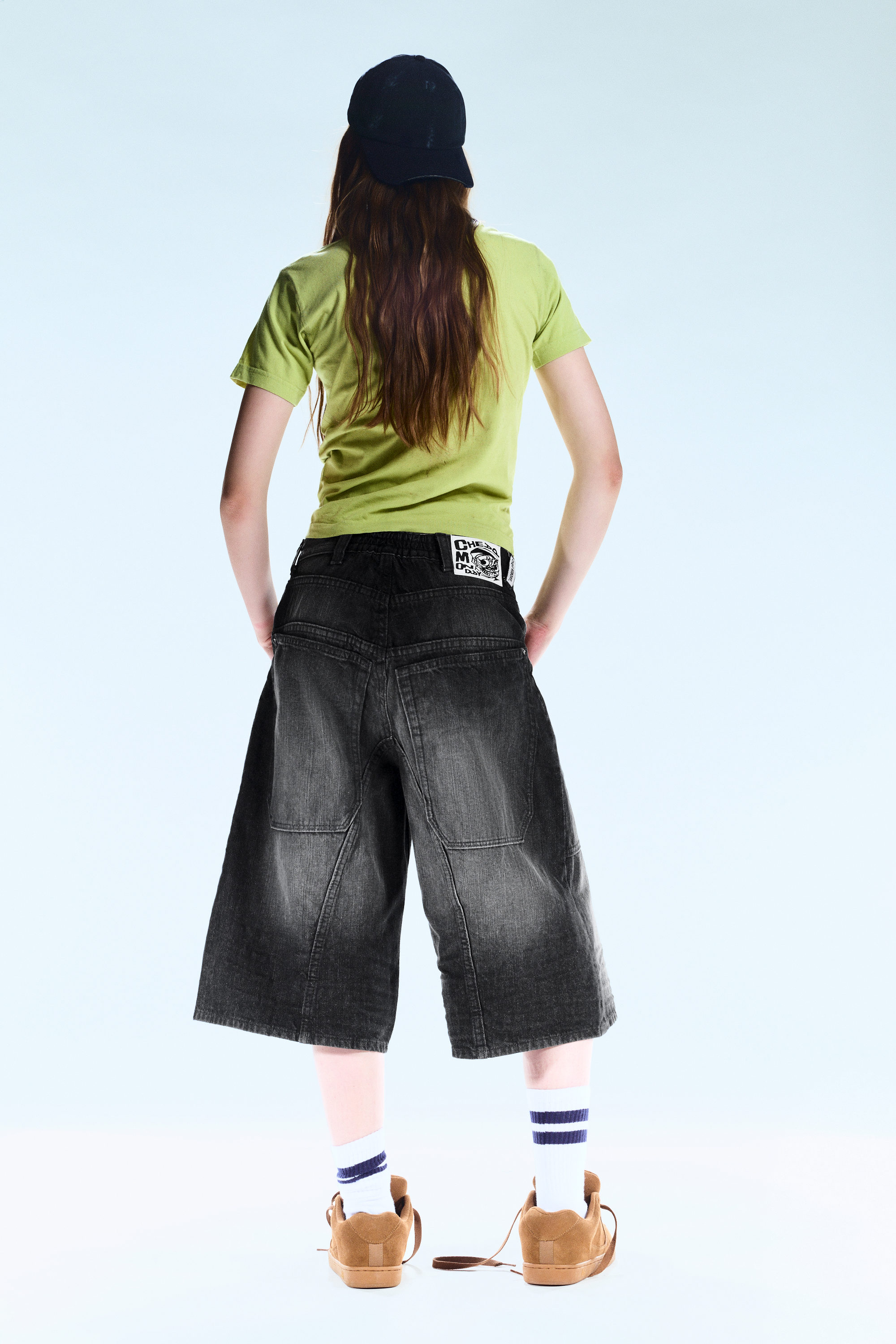 Black Web - Black - Dunno Unisex Loose Fit Carpenter Jorts - 3