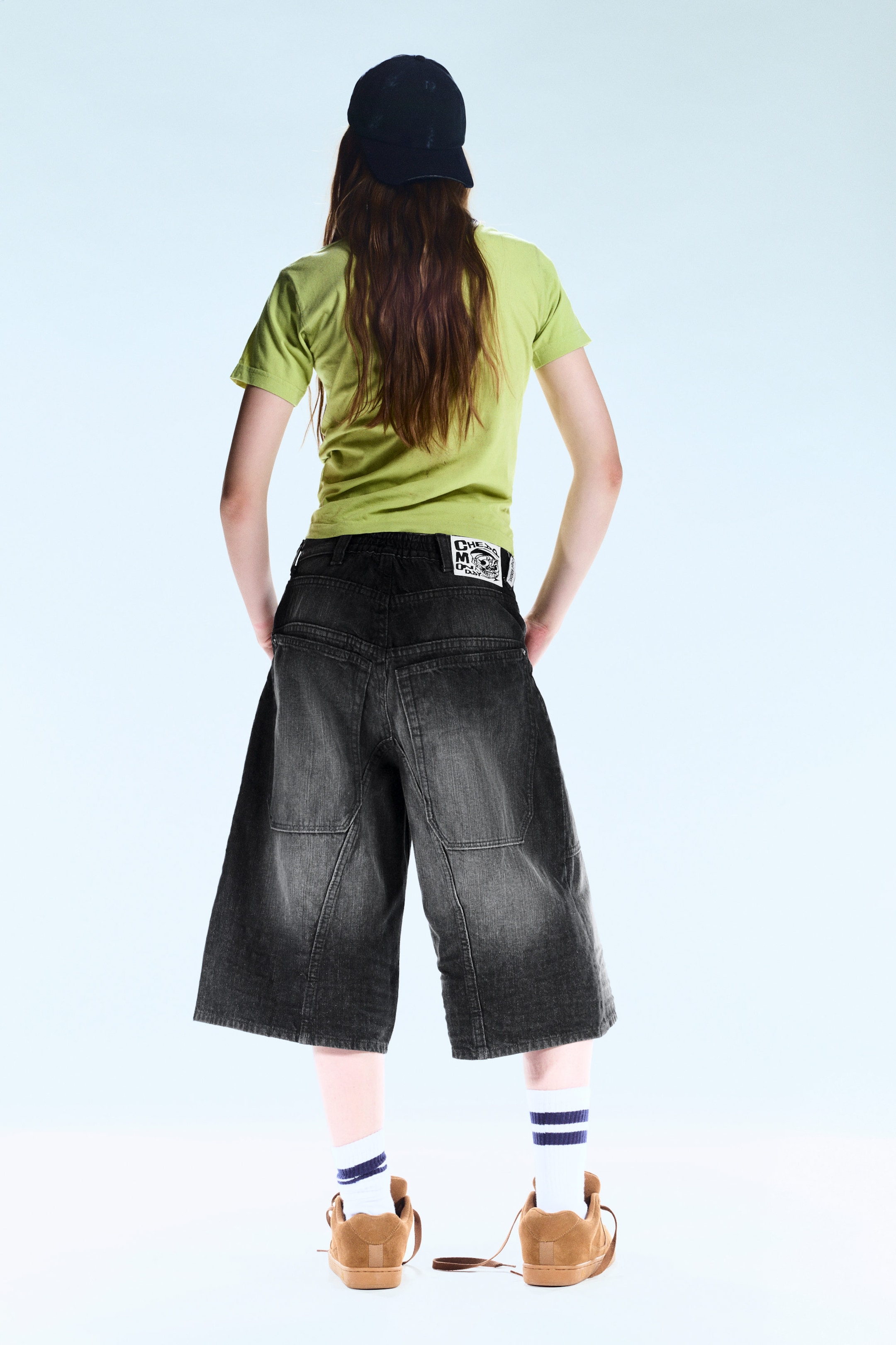 Black Web - Black - Dunno Unisex Loose Fit Carpenter Jorts - 3