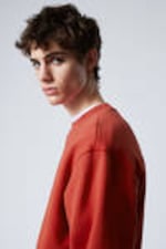 Rot - Cropped Sweatshirt aus Baumwoll-Fleece - 1