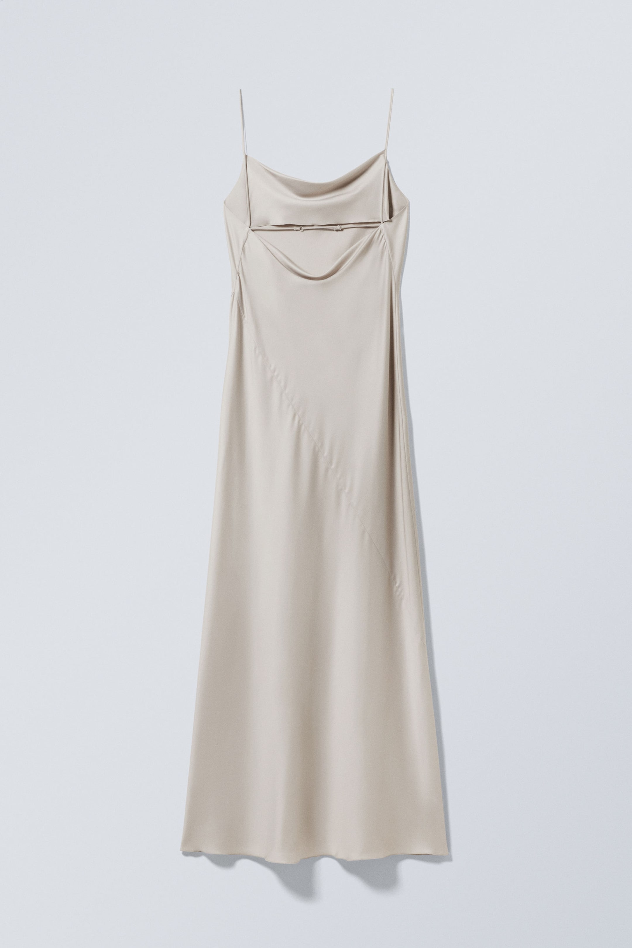 Helles Maulwurfsgrau - Maxi-Unterkleid aus Satin - 2
