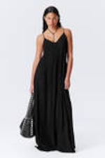 Schwarz - Fließendes Maxikleid - 0