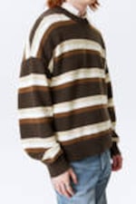 Striped Brown - Knitted Oversized Boxy Cotton Sweater - 2