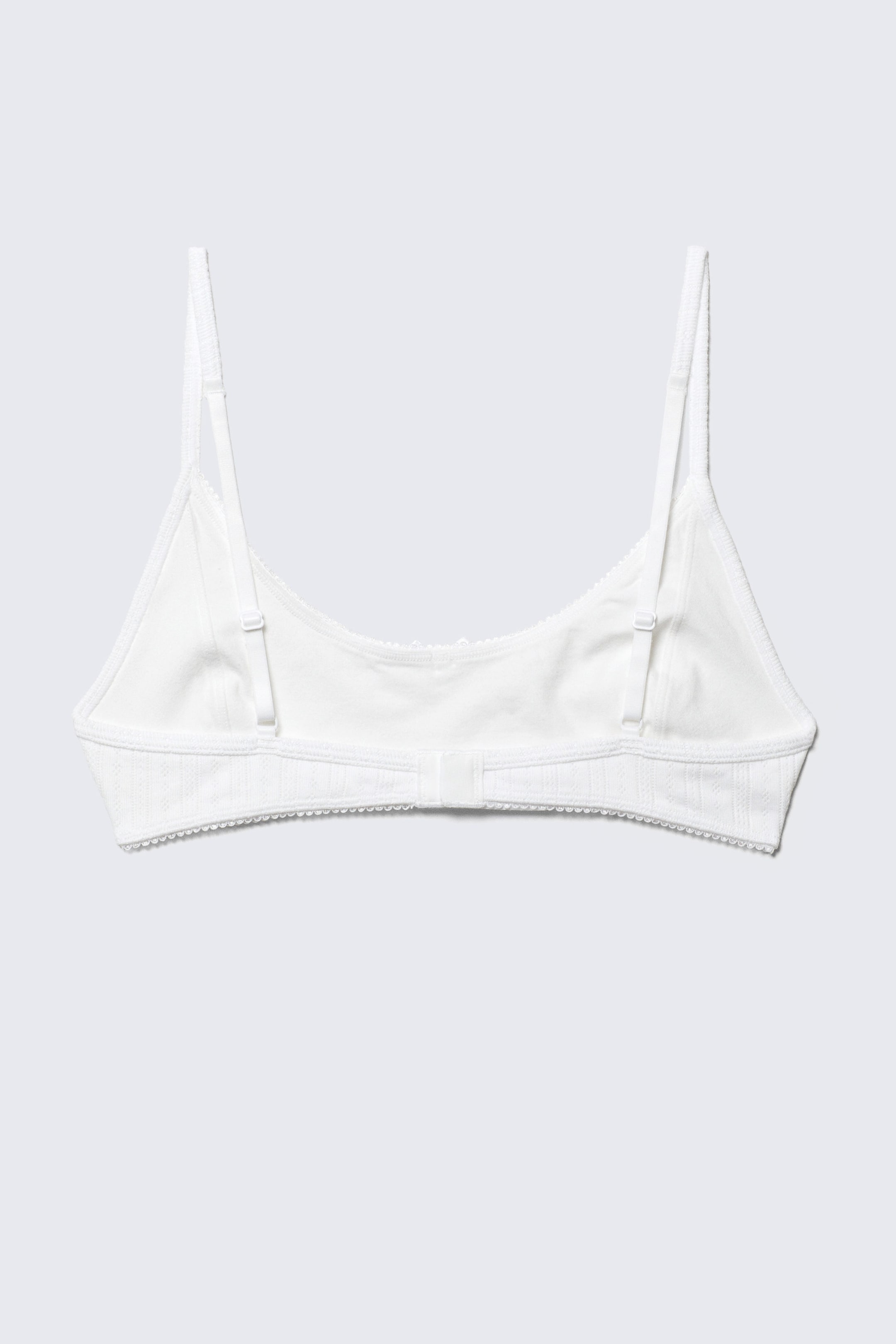 White - Scooped Pointelle Bralette - 2