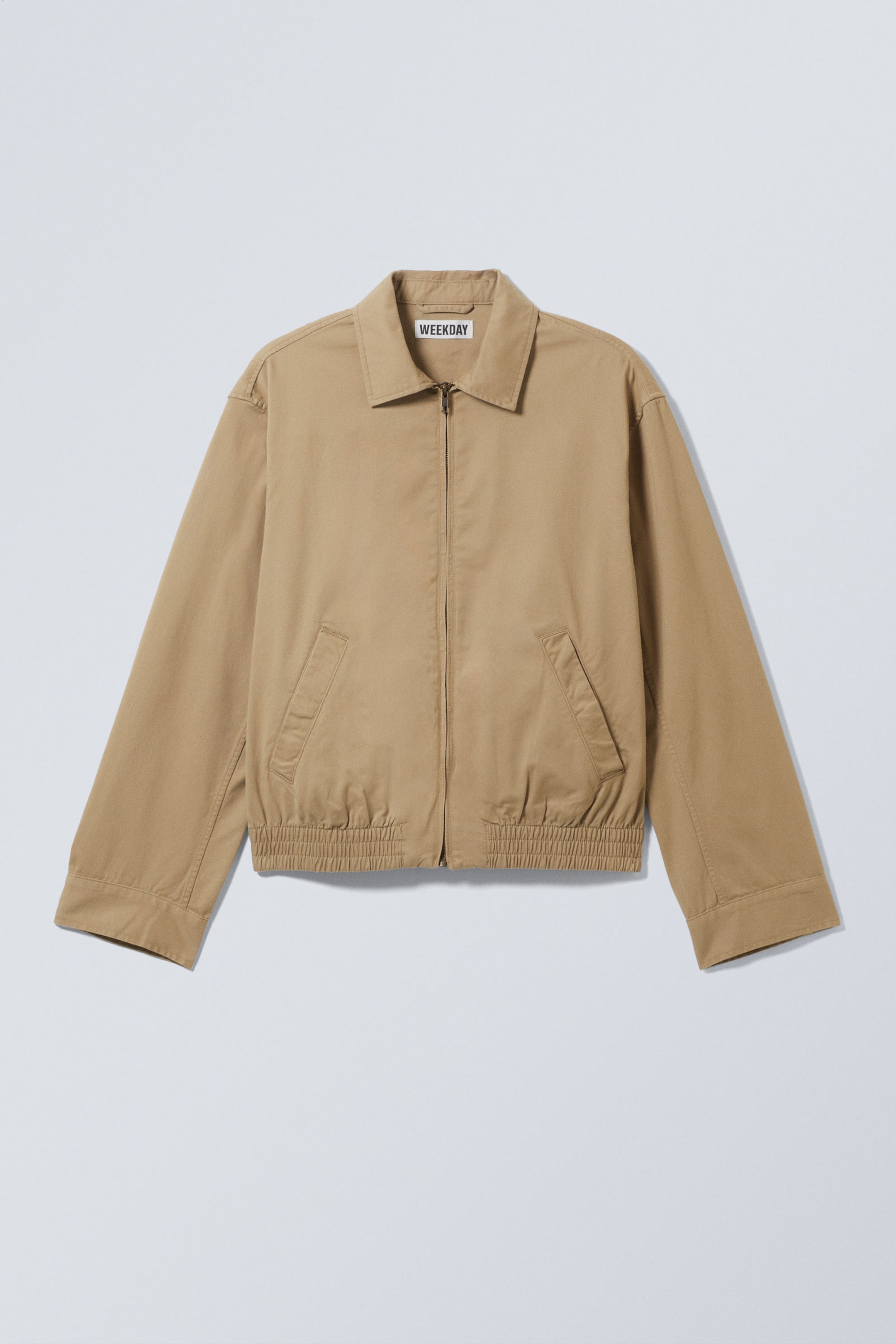 Beige - Loose Fit Cotton Twill Zip Jacket - 4