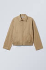 Beige - Loose Fit Cotton Twill Zip Jacket - 4