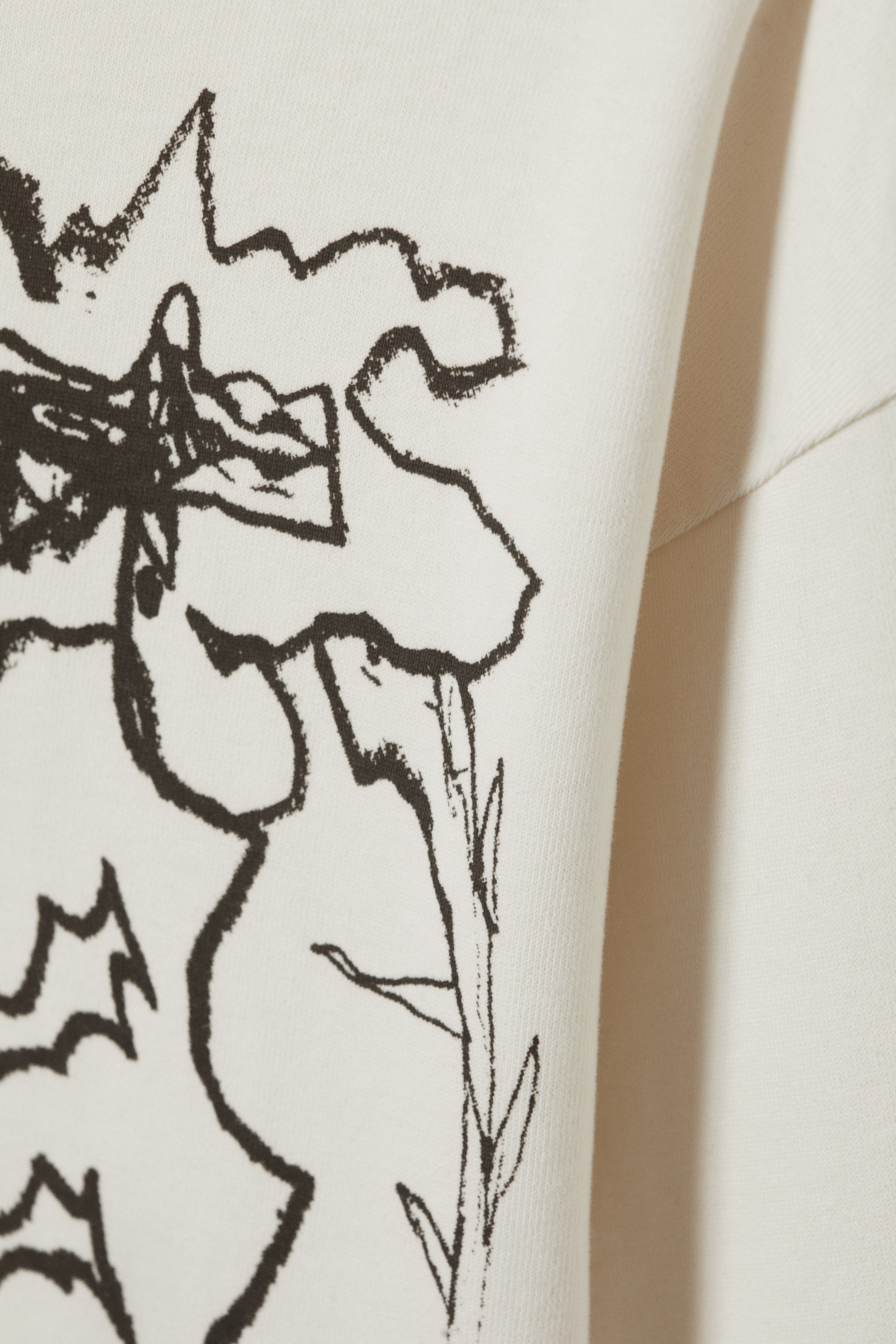 Dusty White - Shaky Monster - Great Boxy Graphic Long Sleeve T-shirt - 1