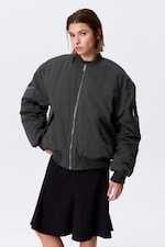Dunkelgrau - Oversized Bomberjacke aus Twill - 1